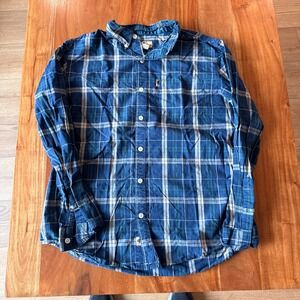 Buffalo Jackson Men's Blue/Tan Plaid Long Sleeve Button Up Shirt Size M